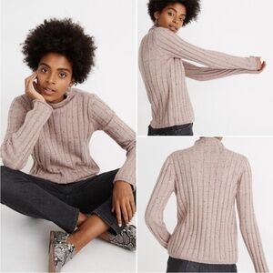 Madewell Donegal Evercrest Turtleneck Sweater in Coziest Yarn Blush Small N13